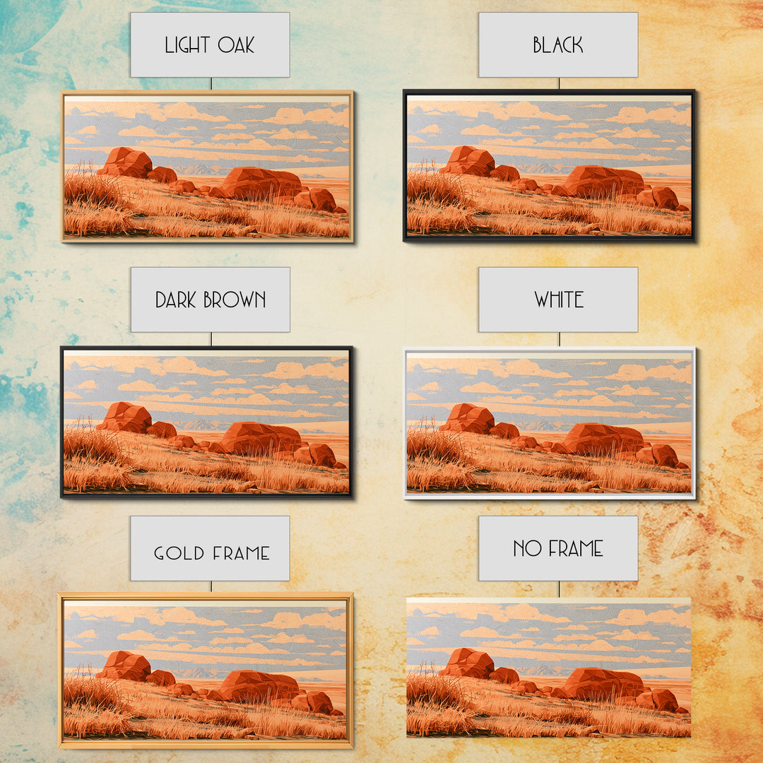 Terracotta and Cream Geometric Landscape Canvas Print, Desert Art, Print, Southwestern Decor, Desert, Watercolor Painting, DES-2x1-62