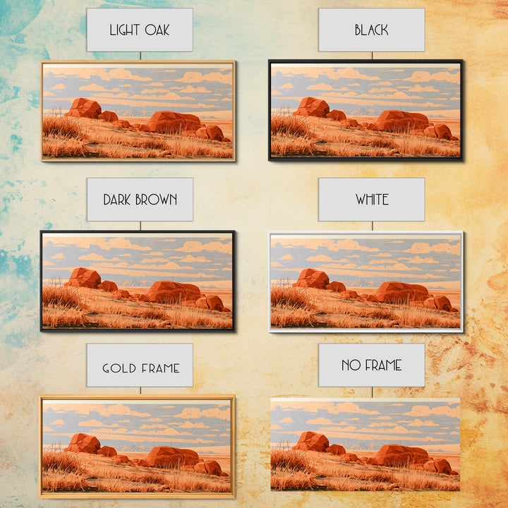 Terracotta and Cream Geometric Landscape Canvas Print, Desert Art, Print, Southwestern Decor, Desert, Watercolor Painting, DES-2x1-62
