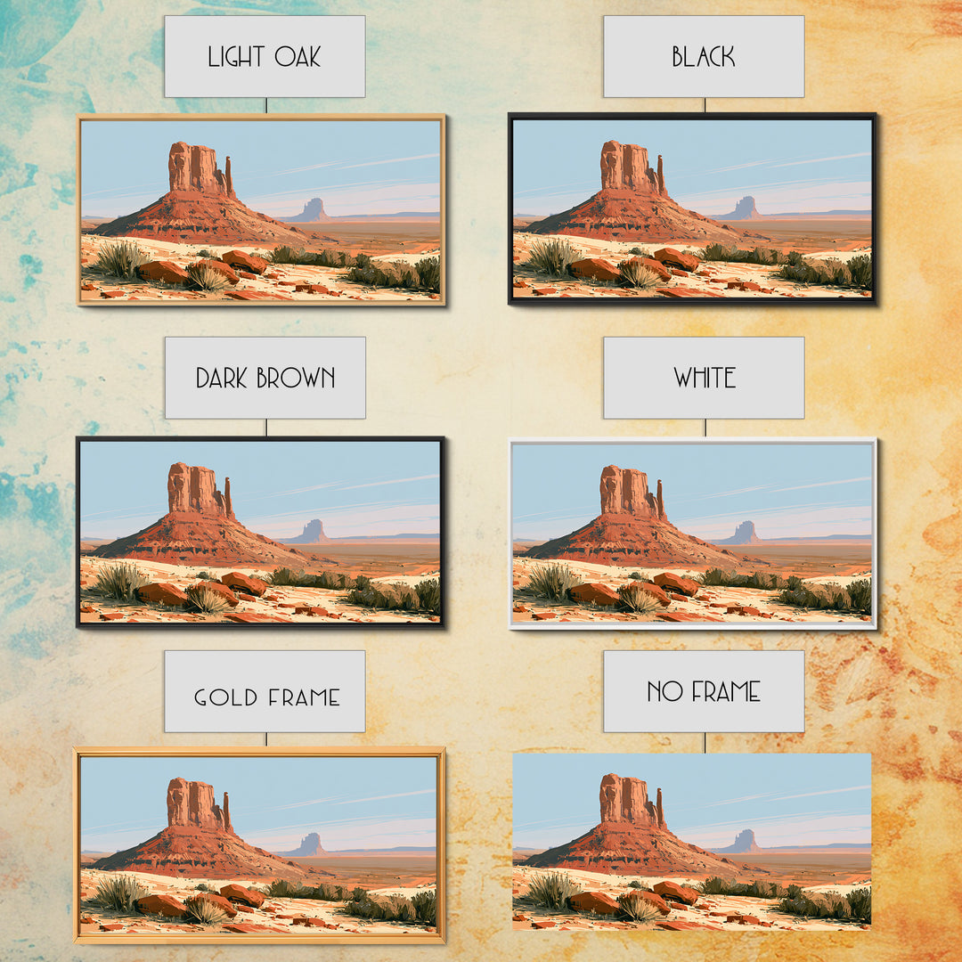 Abstract Mesa Landscape Framed Canvas Print, Desert Art, Statement Artwork, Southwestern Decor, Oil Painting, Desert, DES-2x1-95