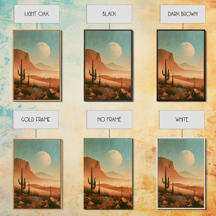 Desert Moon over Rolling Sand Framed Canvas Print, Desert Art, Wall Art Prints, Southwestern Decor, Watercolor Art, Desert, DES-2x3-18
