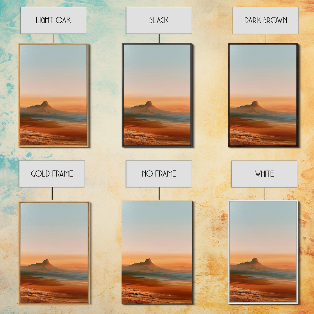 Abstract Heatwave Horizon Framed Canvas Print, Desert Art, Living Room Decor, Southwestern Decor, Desert, Botanical Art, DES-2x3-21