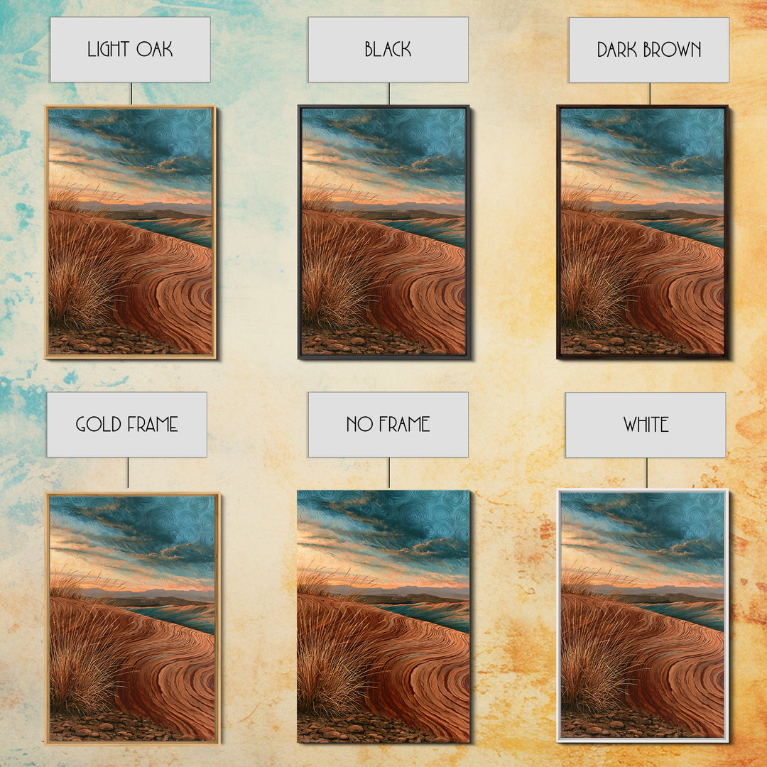 Wind Carved Dune Patterns from Above Framed Canvas Print, Desert Art, Gallery Decor, Southwestern Decor, Oil Painting, Desert, DES-2x3-28