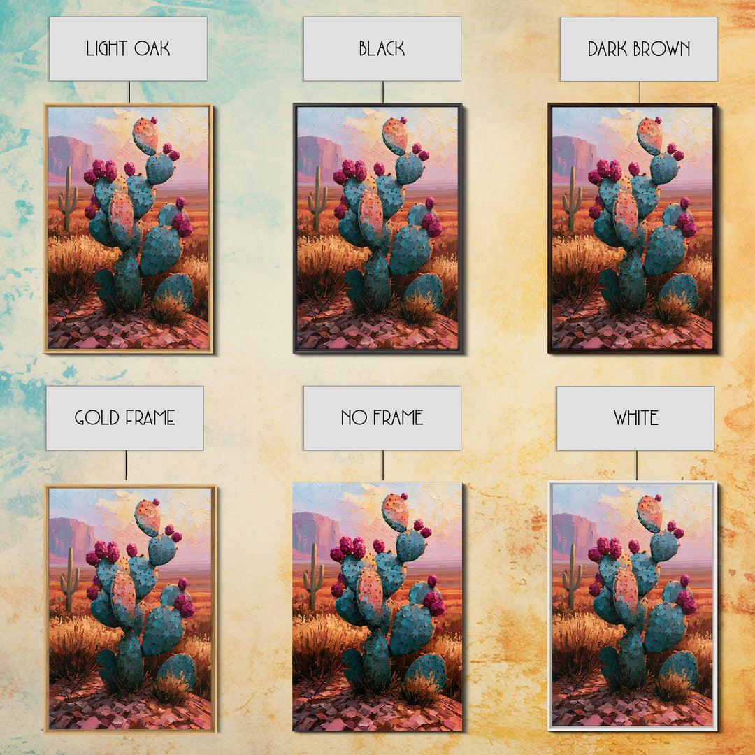 Prickly Pear Cactus Framed Canvas Print, Desert Art, Wall Art Prints, Southwestern Decor, Fine Art, Desert, Boho Decor, DES-2x3-3