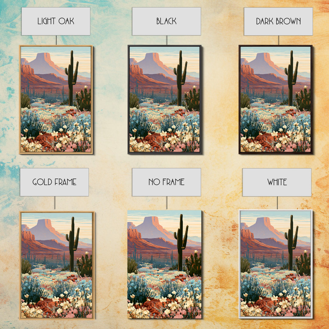 Desert Wildflowers After Spring Rain Framed Canvas Print, Desert Art, Textured Painting, Southwestern Decor, Fine Art, Desert, DES-2x3-36