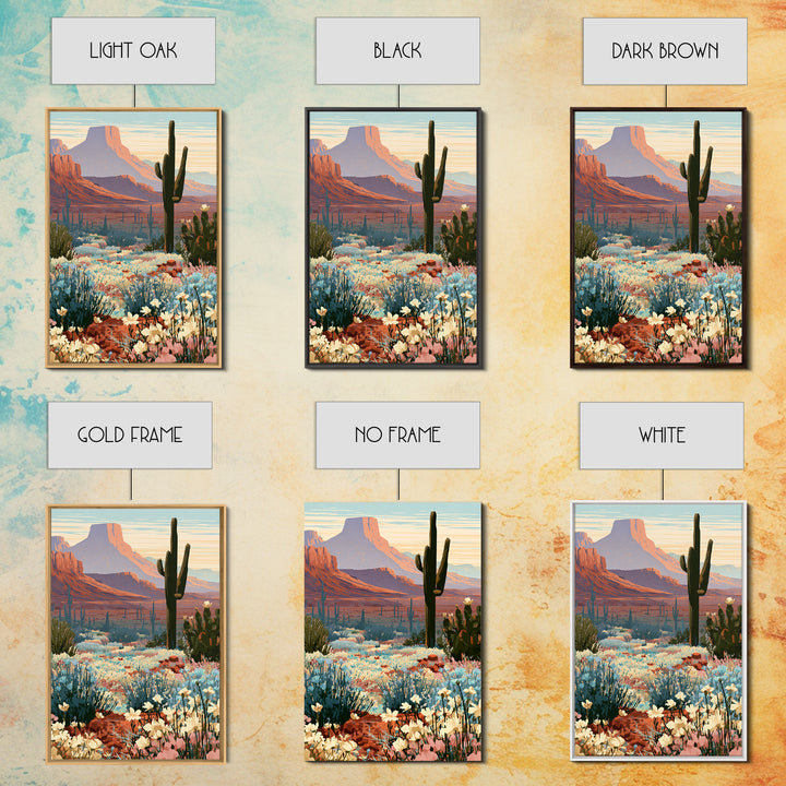 Desert Wildflowers After Spring Rain Framed Canvas Print, Desert Art, Textured Painting, Southwestern Decor, Fine Art, Desert, DES-2x3-36