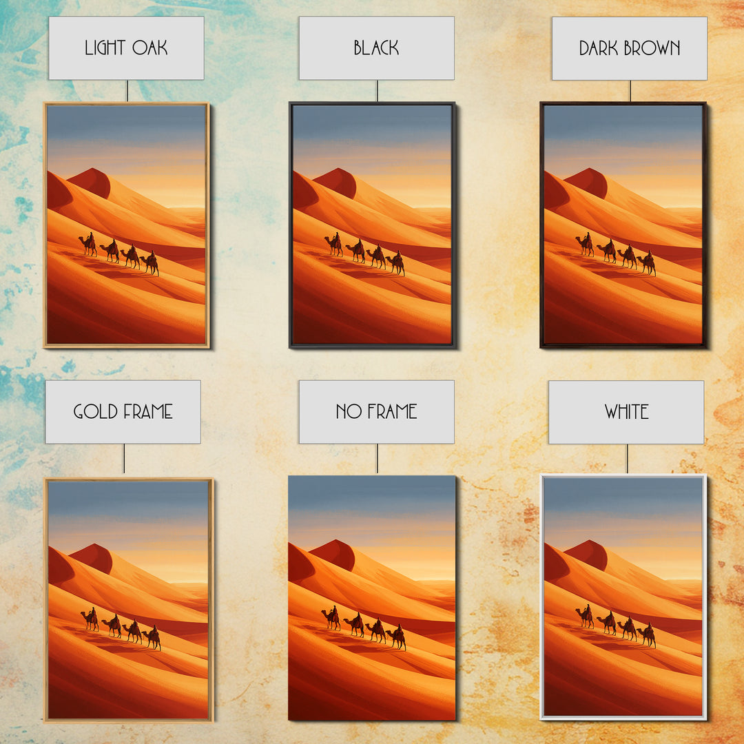 Camel Caravan Crossing Golden Dunes Canvas Print, Desert Art, Bedroom Wall Art, Southwestern Decor, Fine Art, Desert, DES-2x3-39
