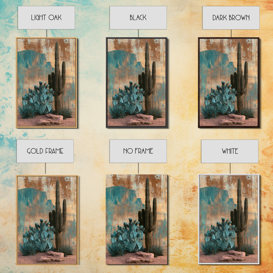 Cactus Botanical Plate Canvas Print, Desert Art, Oil Painting, Southwestern Decor, Watercolor Art, Desert, Bedroom Wall Art, DES-2x3-40