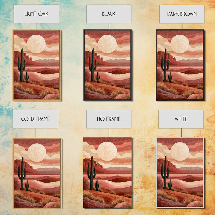 Desert Moon over Rolling Sand Framed Canvas Print, Desert Art, Wall Art Prints, Southwestern Decor, Watercolor Art, Desert, DES-2x3-42