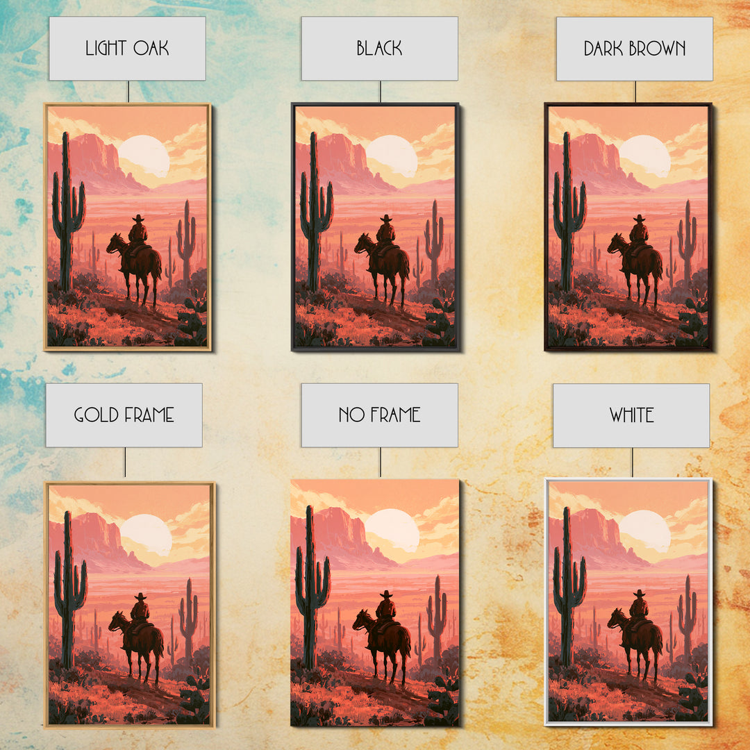 Dusty Horseback Rider at Sunset Canvas Print, Desert Art, Wall Decor, Southwestern Decor, Fine Art, Desert, Living Room Decor, DES-2x3-7