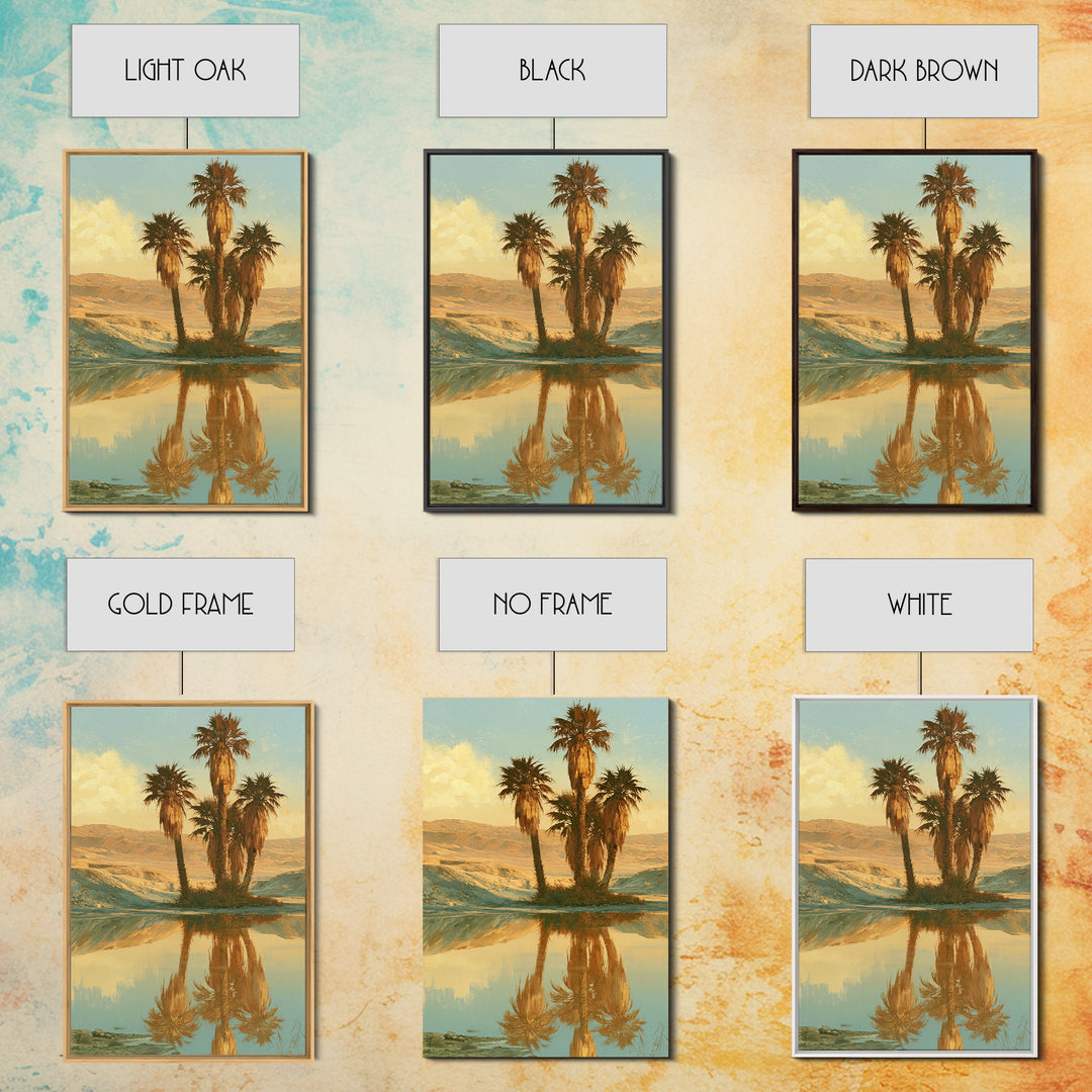 Palm Oasis Reflected Canvas Print, Desert Art, Living Room Art, Southwestern Decor, Oil Painting, Desert, Contemporary Art, DES-2x3-71