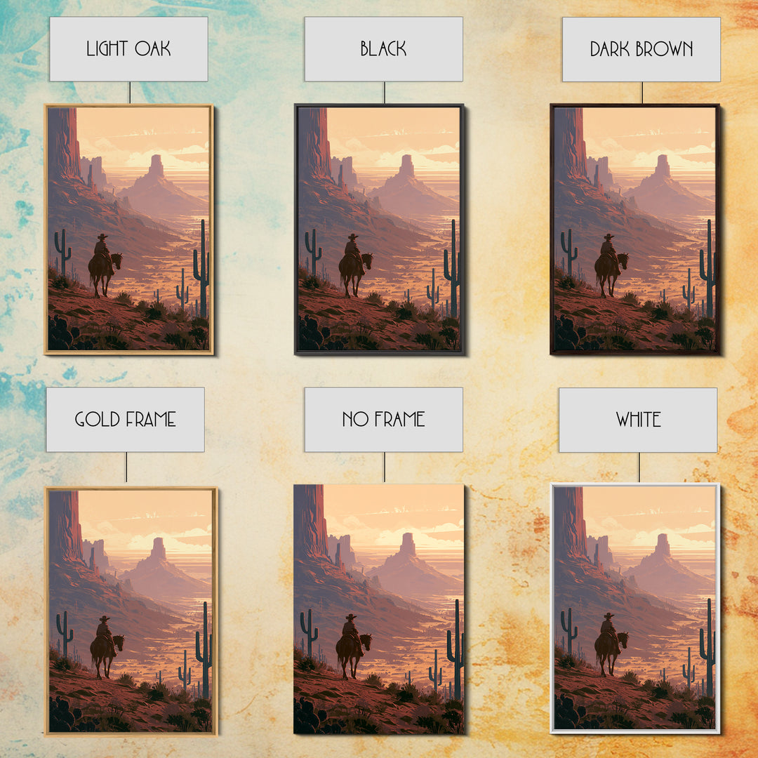 Dusty Horseback Rider at Sunset Canvas Print, Desert Art, Landscape Art, Southwestern Decor, Fine Art, Desert, Art Print, DES-2x3-79