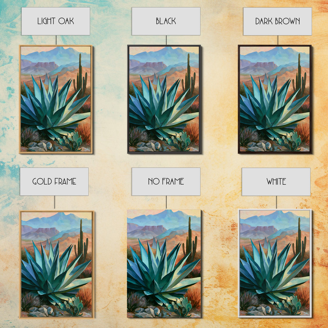 Agave Plant Closeup Framed Canvas Print, Desert Art, Art Print, Southwestern Decor, Fine Art, Desert, Original Painting, DES-2x3-8