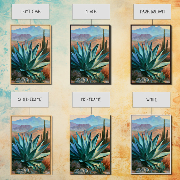 Agave Plant Closeup Framed Canvas Print, Desert Art, Art Print, Southwestern Decor, Fine Art, Desert, Original Painting, DES-2x3-8