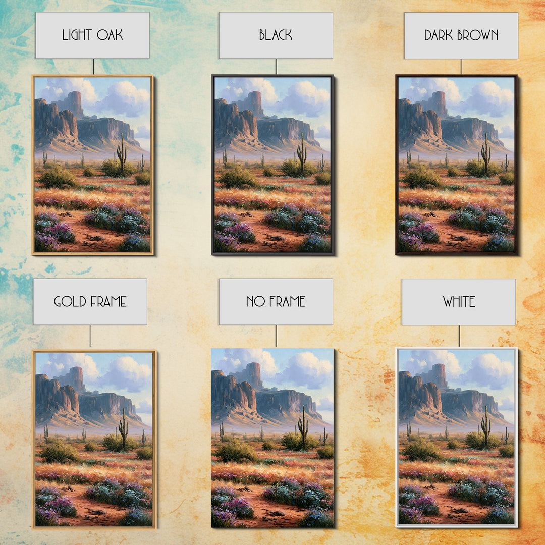 Desert Wildflowers After Spring Rain Framed Canvas Print, Desert Art, Wall Art, Southwestern Decor, Watercolor Art, Desert, DES-2x3-84