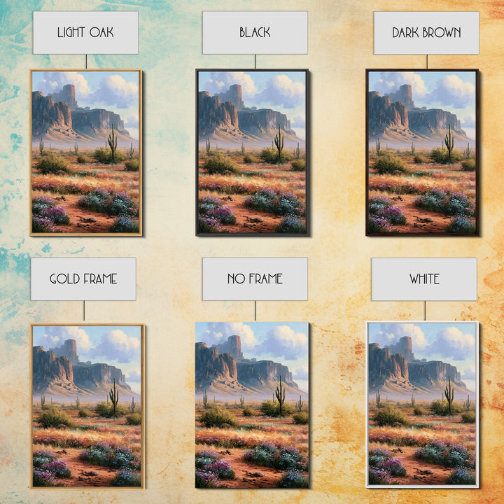 Desert Wildflowers After Spring Rain Framed Canvas Print, Desert Art, Wall Art, Southwestern Decor, Watercolor Art, Desert, DES-2x3-84
