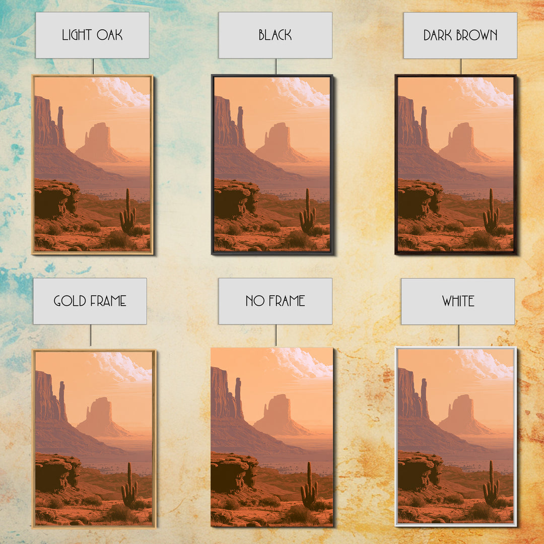 Monument Valley Silhouette Framed Canvas Print, Desert Art, Gallery Decor, Southwestern Decor, Fine Art, Desert, Home Decor, DES-2x3-89