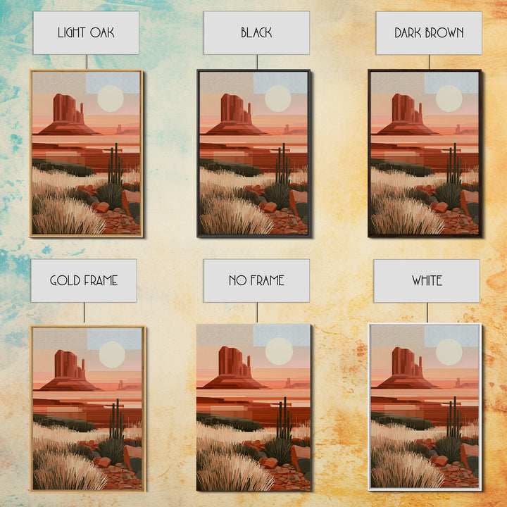 Terracotta and Cream Geometric Landscape Framed Canvas Print, Desert Art, Living Room Decor, Southwestern Decor, Desert, DES-2x3-98