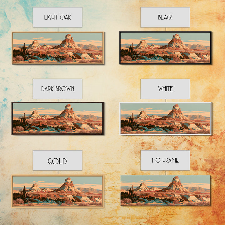 Terracotta and Cream Geometric Landscape Canvas Print, Desert Art, Boho Wall Art, Southwestern Decor, Fine Art, Desert, DES-3x1-34