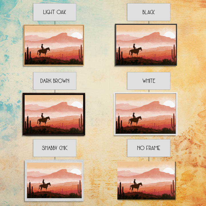 Dusty Horseback Rider at Sunset Canvas Print, Desert Art, Printable Wall Art, Southwestern Decor, Oil Painting, Desert, DES-3x2-51