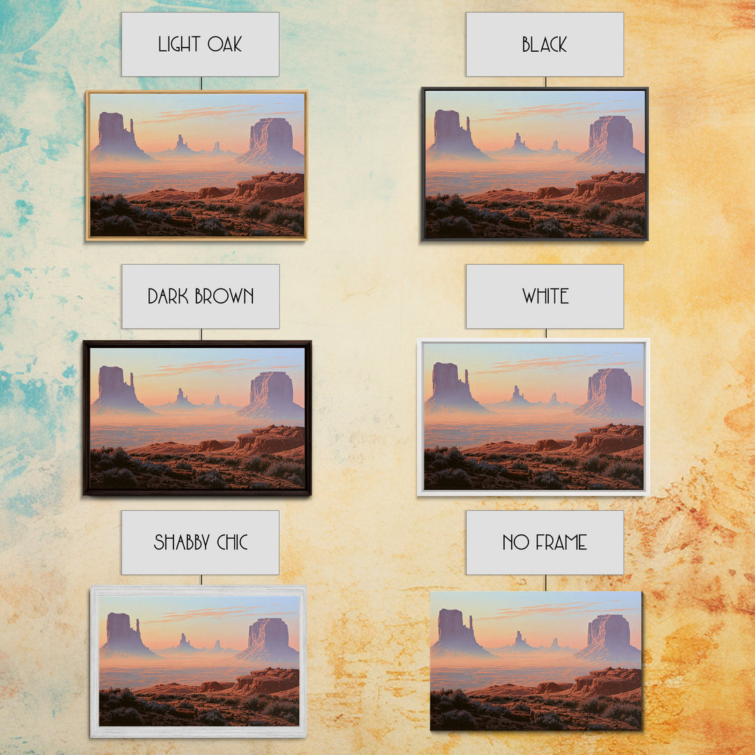 Monument Valley Silhouette Framed Canvas Print, Desert Art, Wall Art, Southwestern Decor, Watercolor Art, Desert, DES-3x2-85