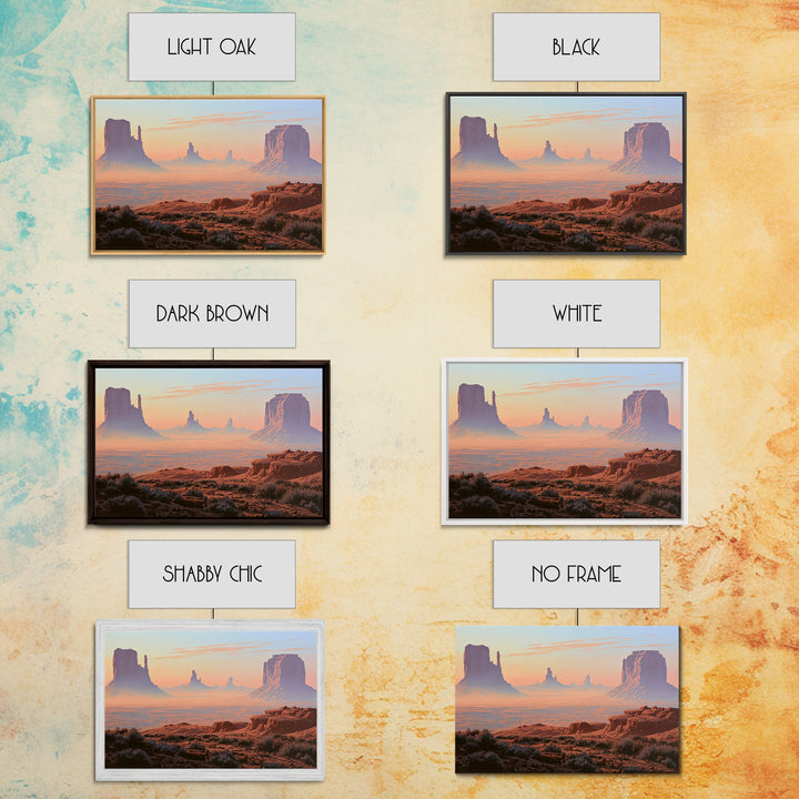 Monument Valley Silhouette Framed Canvas Print, Desert Art, Wall Art, Southwestern Decor, Watercolor Art, Desert, DES-3x2-85
