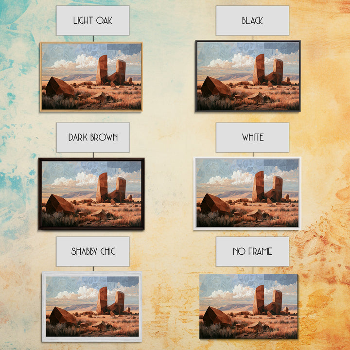 Terracotta and Cream Geometric Landscape Canvas Print, Desert Art, Neutral Decor, Southwestern Decor, Fine Art, Desert, DES-3x2-94