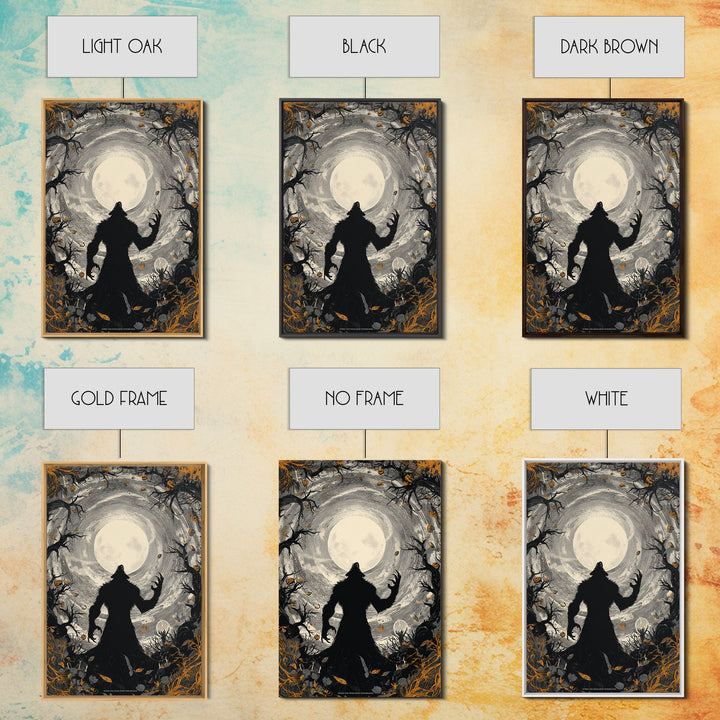The Moon-Cursed Werewolf, Vertical Wall Art, Spooky Home Decor, Canvas Print, Halloween Wall Decor, Gothic Home Decor, Statement Wall Art