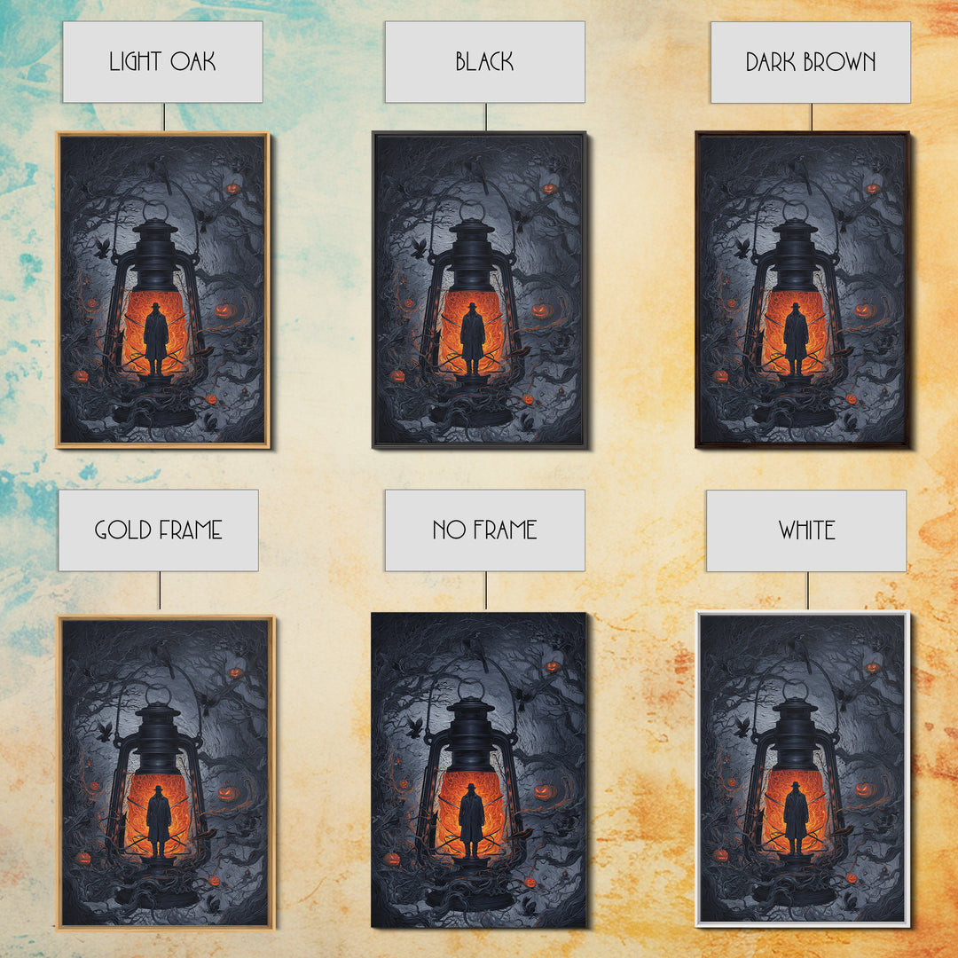 The Lantern Specter, Vertical Wall Art, Macabre Wall Art, Framed Canvas Print, Halloween Wall Decor, Gothic Home Decor, Spooky Wall Decor