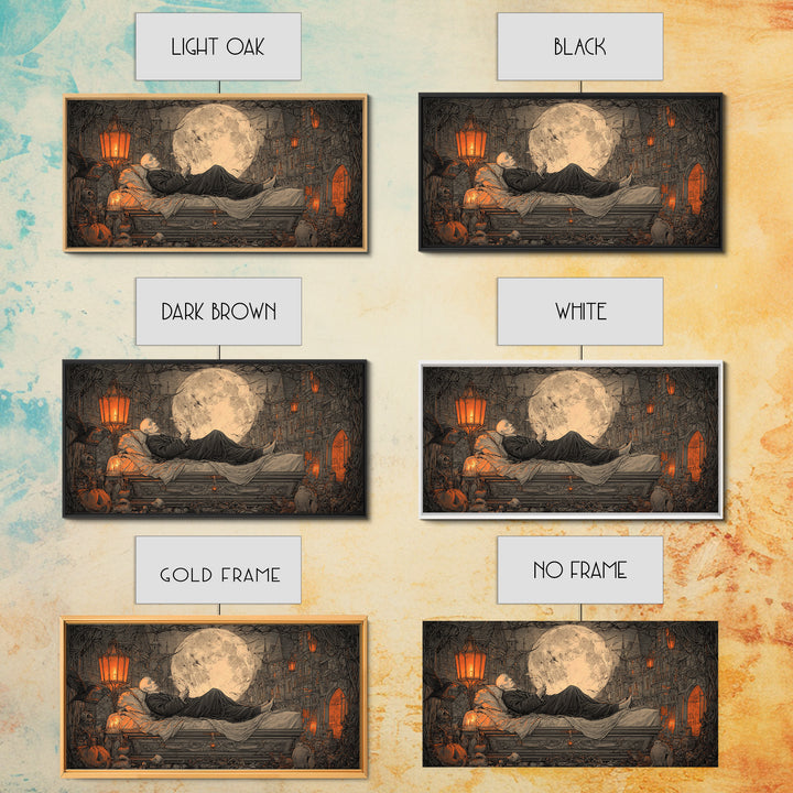 The Coffin Sleeper, Wide Panoramic Art, Dark Halloween Decor, Canvas Print, Halloween Wall Decor, Gothic Home Decor, Statement Wall Art