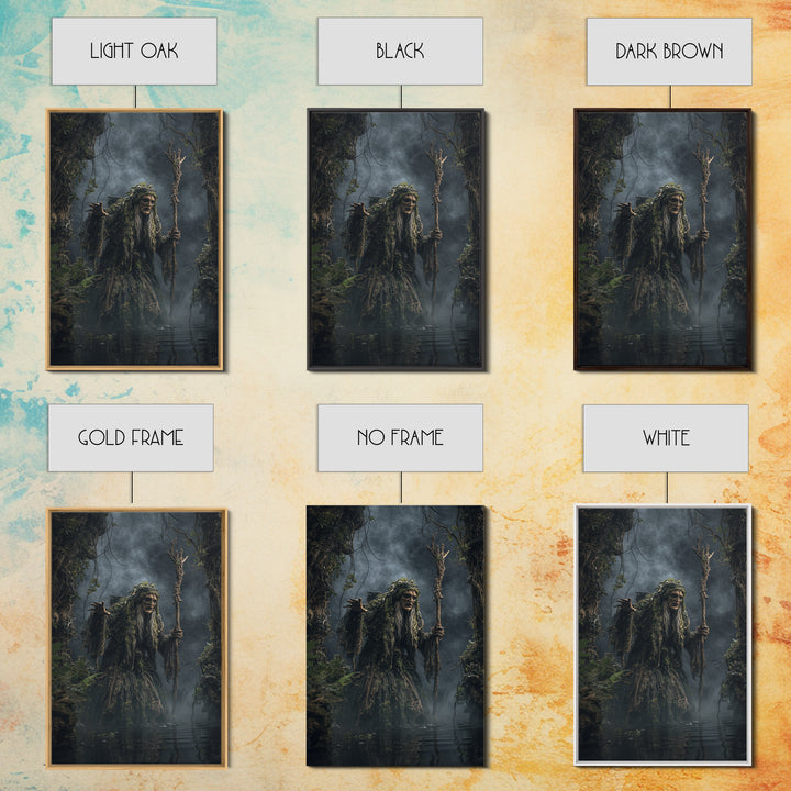 The Swamp Witch, Vertical Wall Art, Dark Halloween Decor, Canvas Print, Halloween Wall Decor, Gothic Home Decor, Seasonal Home Decor