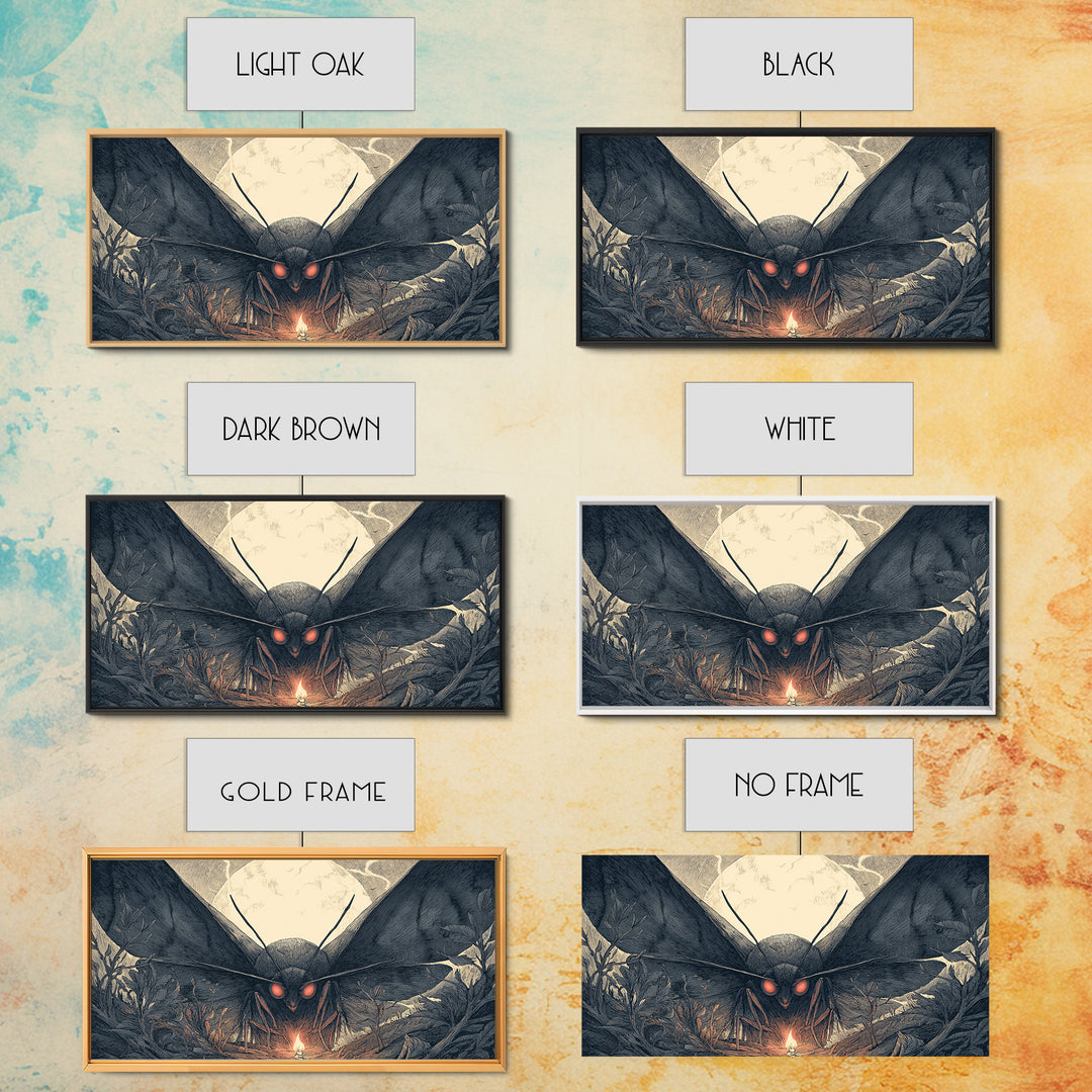 The Red-Eyed Moth Creature, Wide Panoramic Art, Spooky Home Decor, Canvas Print, Halloween Wall Decor, Gothic Home Decor, Macabre Wall Art