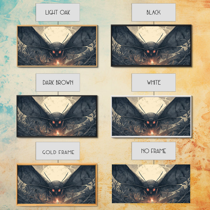 The Red-Eyed Moth Creature, Wide Panoramic Art, Spooky Home Decor, Canvas Print, Halloween Wall Decor, Gothic Home Decor, Macabre Wall Art