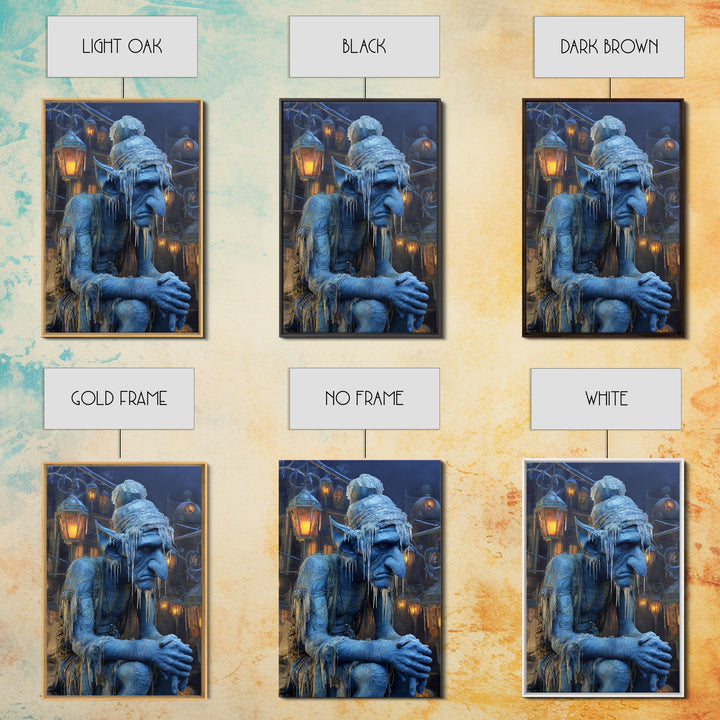 The Frost Goblin, Vertical Wall Art, Gothic Horror Wall Art, Framed Canvas Print, Halloween Wall Decor, Gothic Home Decor
