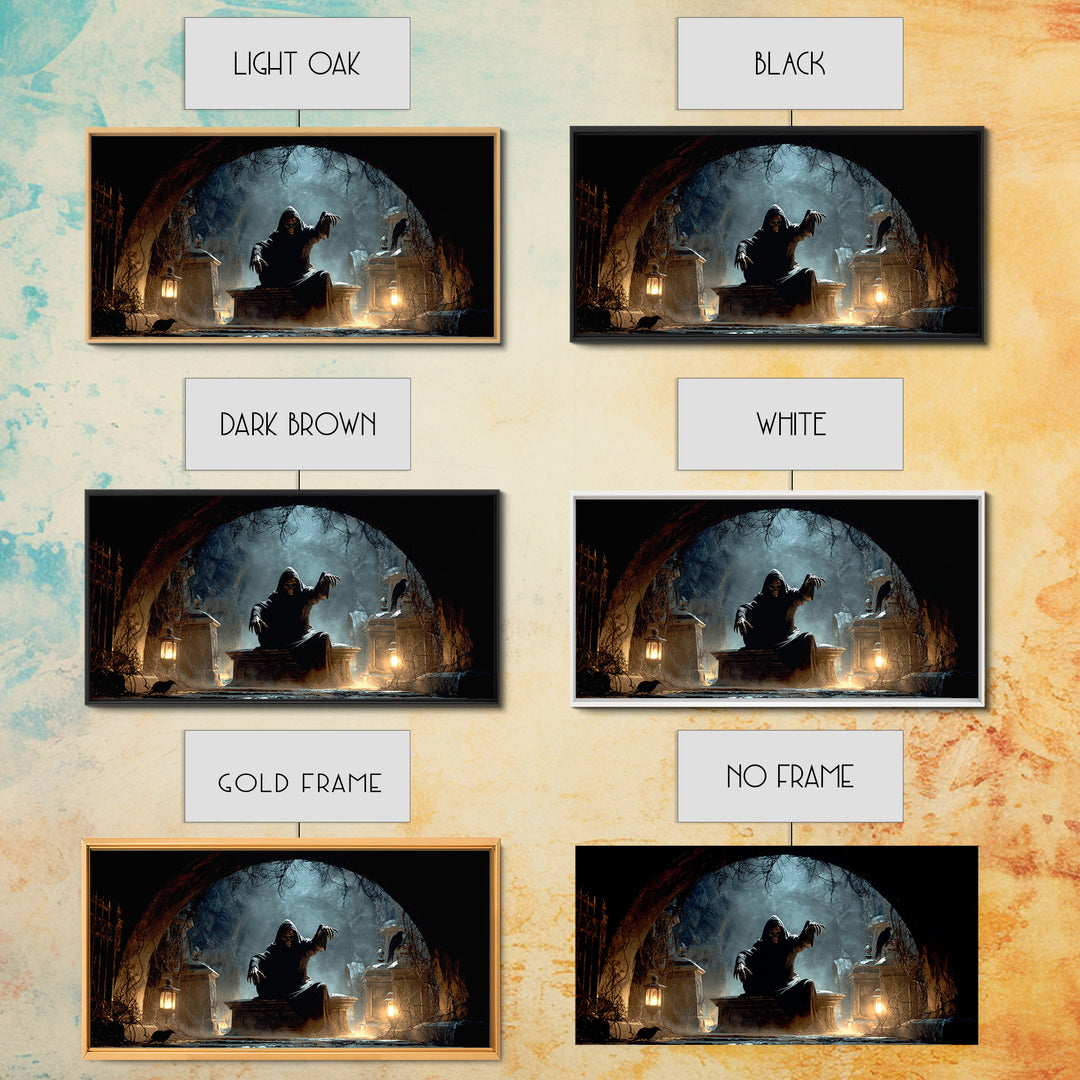 The Forgotten Crypt, Wide Panoramic Art, Gothic Horror Wall Art, Framed Canvas Print, Halloween Wall Decor, Gothic Home Decor