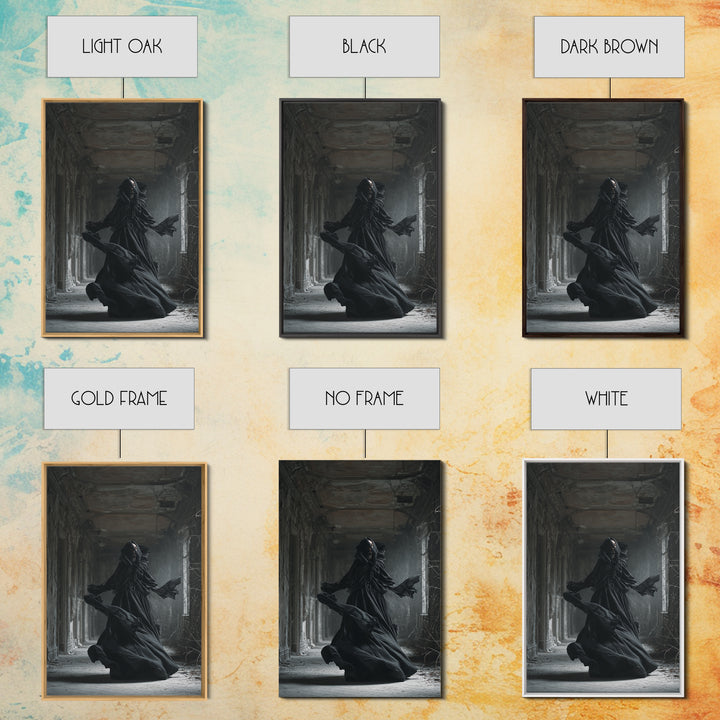 The Derelict Asylum, Vertical Wall Art, Macabre Wall Art, Framed Canvas Print, Halloween Wall Decor, Gothic Home Decor, Halloween Decor