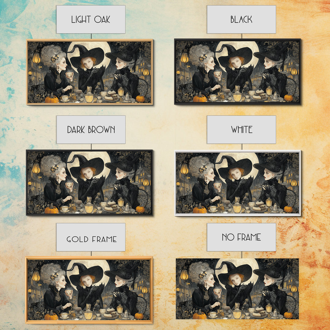 The Witches' Tea Party, Wide Panoramic Art, Dark Halloween Decor, Canvas Print, Halloween Wall Decor, Gothic Home Decor, Horror Wall Art
