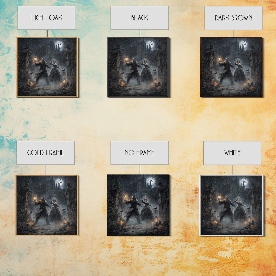 The Ghost Wedding, Square Wall Art, Gothic Horror Wall Art, Framed Canvas Print, Halloween Wall Decor, Gothic Home Decor, Halloween Decor