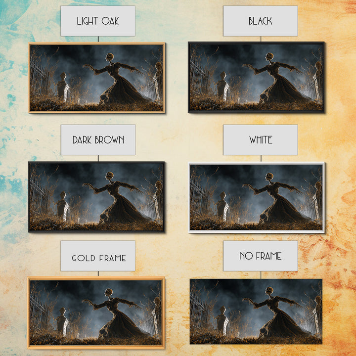 The Graveyard Dance, Wide Panoramic Art, Spooky Home Decor, Canvas Print, Halloween Wall Decor, Gothic Home Decor, Halloween Wall Art