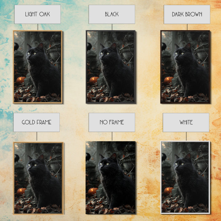 The Black Cat Gathering, Vertical Wall Art, Dark Halloween Decor, Canvas Print, Halloween Wall Decor, Gothic Home Decor