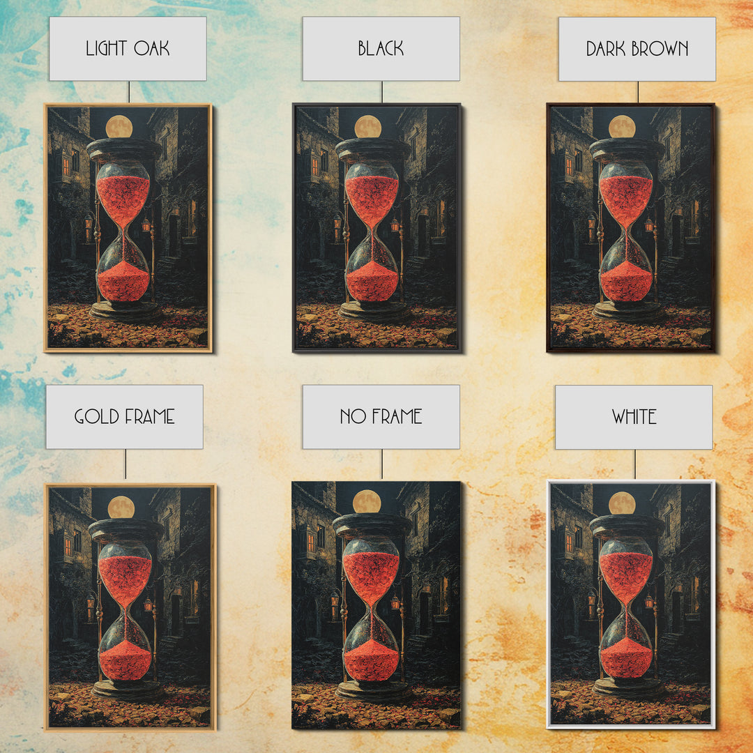 The Crimson Hourglass, Vertical Wall Art, Haunted Gothic Art, Framed Canvas Print, Halloween Wall Decor, Gothic Home Decor