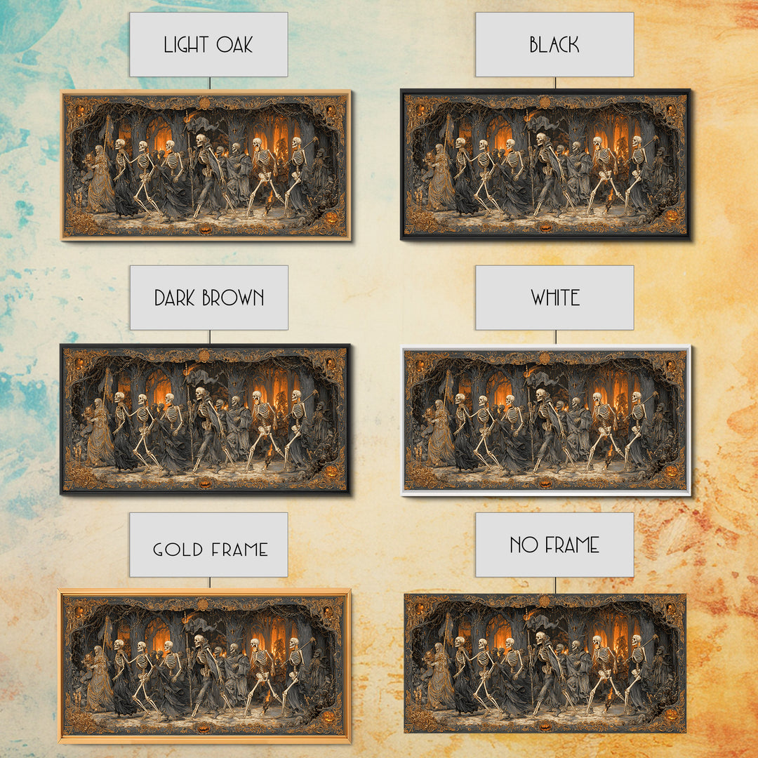 Medieval Danse Macabre, Wide Panoramic Art, Dark Fantasy Wall Art, Canvas Print, Halloween Wall Decor, Gothic Home Decor, Halloween Wall Art