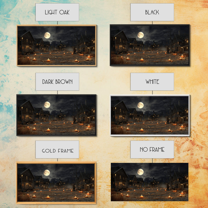 Occult Harvest Festival, Wide Panoramic Art, Macabre Wall Art, Framed Canvas Print, Halloween Wall Decor, Gothic Home Decor