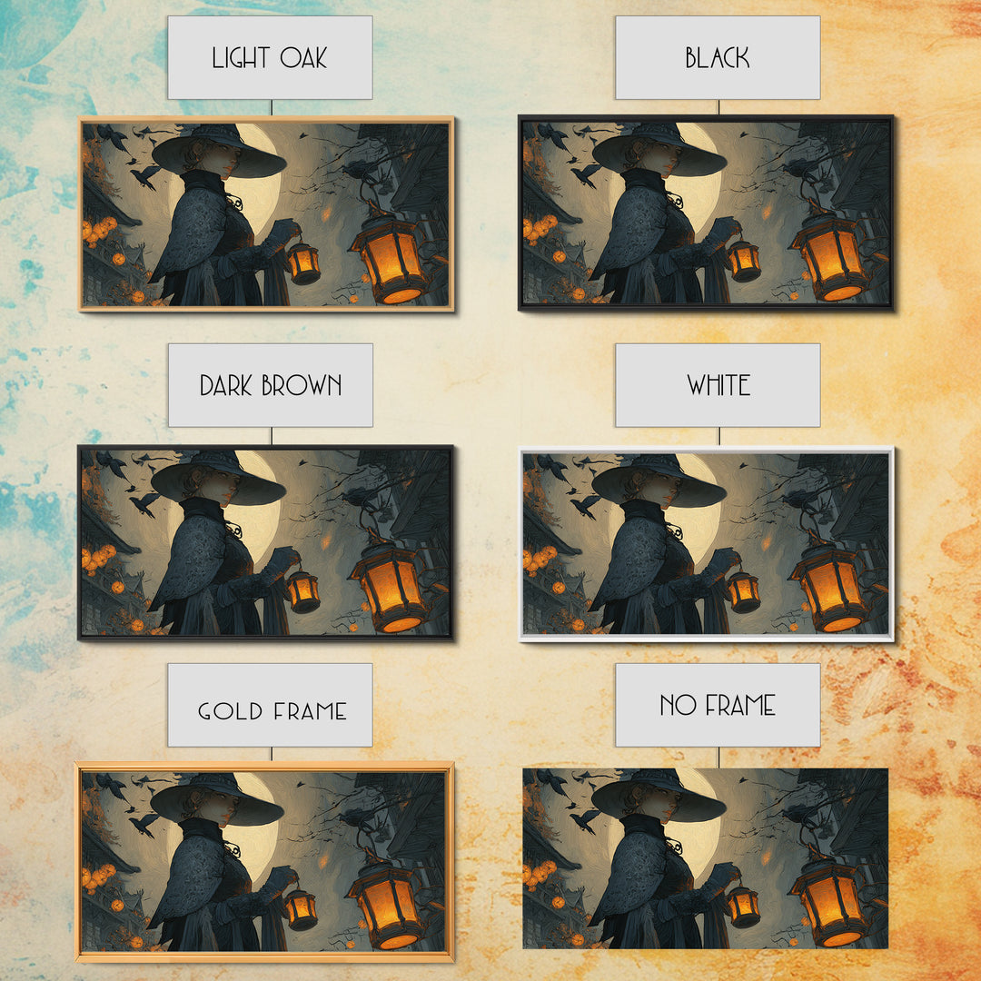 The Lantern Mage, Wide Panoramic Art, Dark Halloween Decor, Canvas Print, Halloween Wall Decor, Gothic Home Decor, Seasonal Home Decor