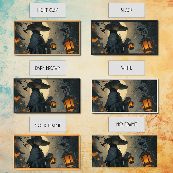 The Lantern Mage, Wide Panoramic Art, Dark Halloween Decor, Canvas Print, Halloween Wall Decor, Gothic Home Decor, Seasonal Home Decor