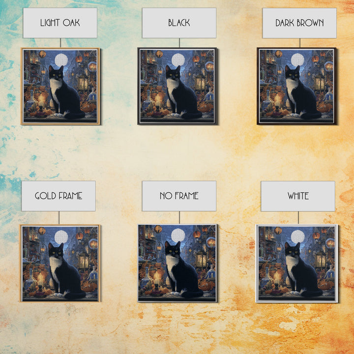 The Witch'S Cat Cafe, Square Wall Art, Haunted Gothic Art, Framed Canvas Print, Halloween Wall Decor, Gothic Home Decor, Dark Fantasy Art
