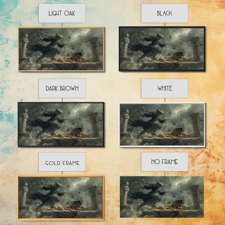 The Ghost Pirate Picnic, Wide Panoramic Art, Haunted Gothic Art, Framed Canvas Print, Halloween Wall Decor, Gothic Home Decor