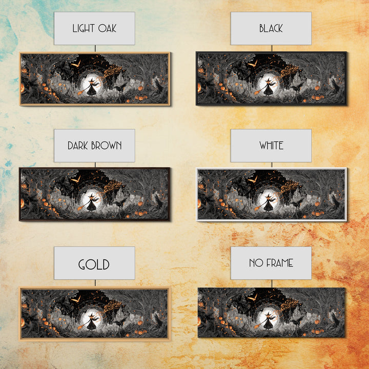 The Cyberpunk Witch, Extra Wide Wall Art, Macabre Wall Art, Framed Canvas Print, Halloween Wall Decor, Gothic Home Decor