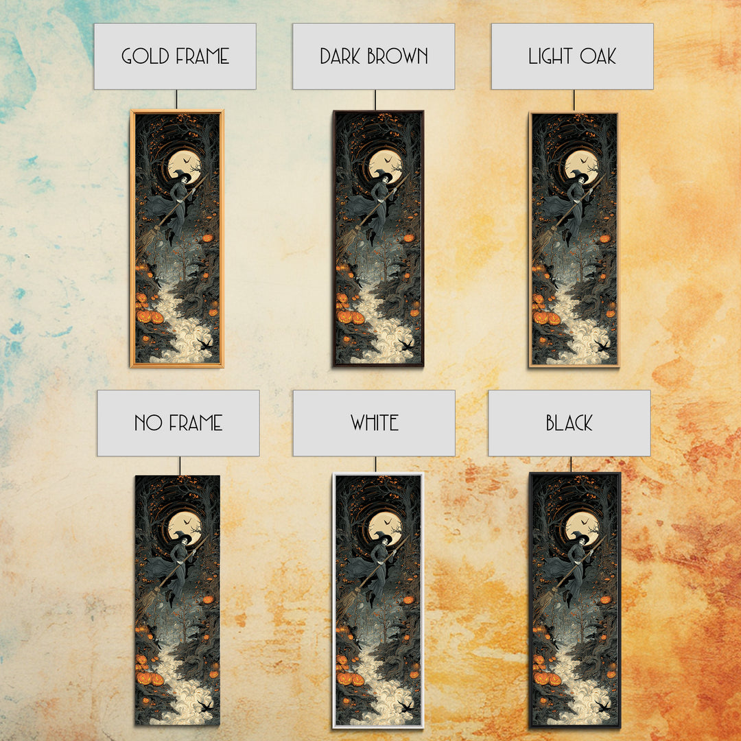 The Cyberpunk Witch, Tall Narrow Wall Art, Dark Halloween Decor, Canvas Print, Halloween Wall Decor, Gothic Home Decor, Seasonal Home Decor