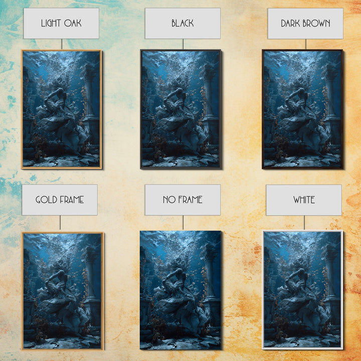 The Underwater Graveyard, Vertical Wall Art, Macabre Wall Art, Framed Canvas Print, Halloween Wall Decor, Gothic Home Decor