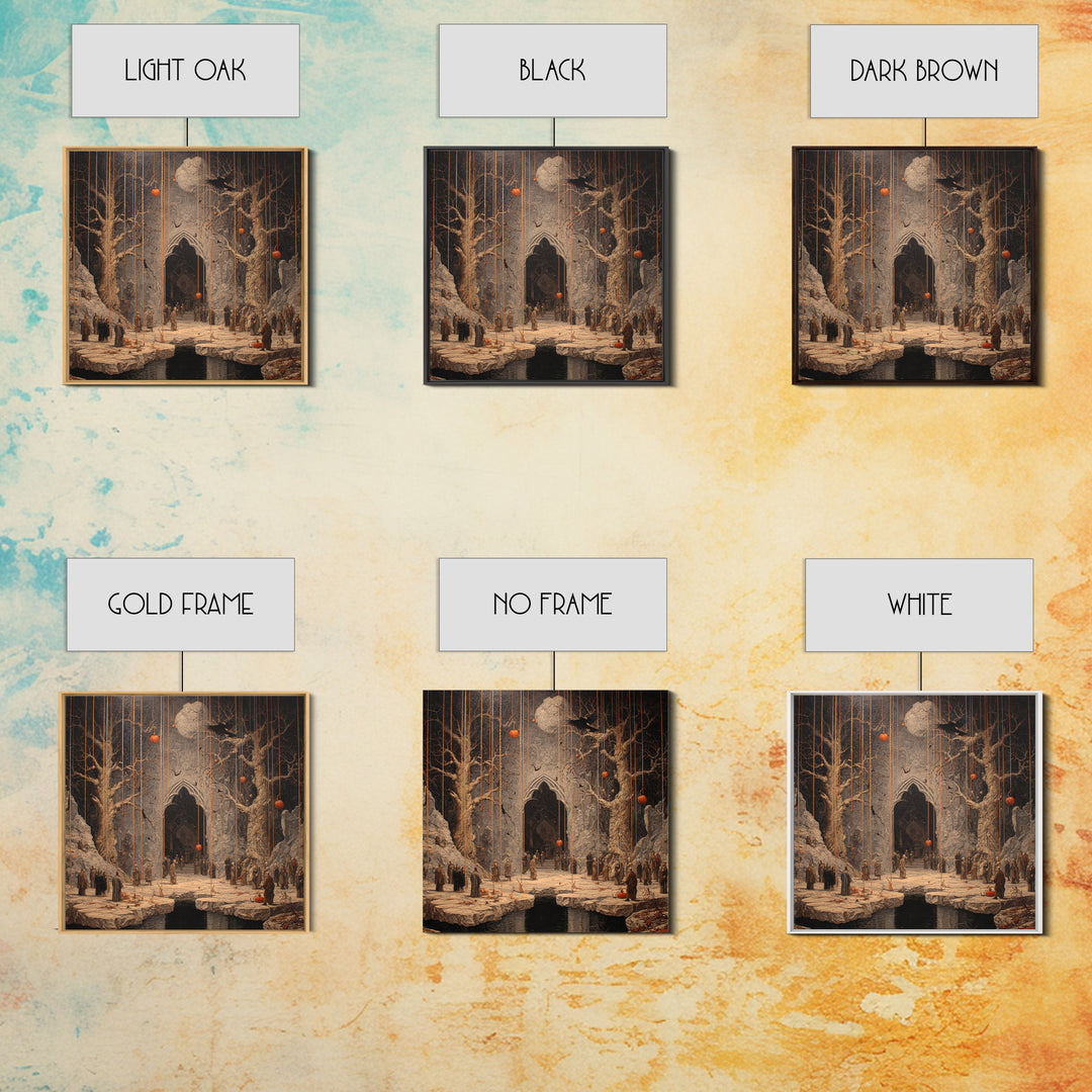 The Upside-Down Cemetery, Square Wall Art, Spooky Home Decor, Canvas Print, Halloween Wall Decor, Gothic Home Decor, Seasonal Home Decor